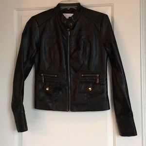 Women’s XS black PU leather zip-up jacket